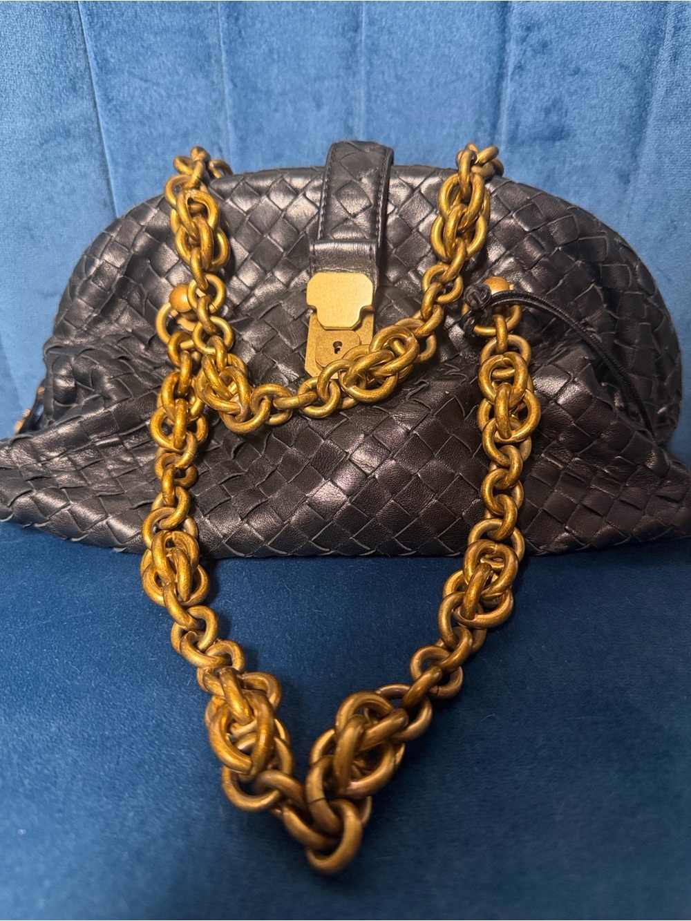 Vintage Bottega Veneta Intrecciato Leather Chain Bowling Bag